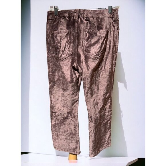FREE PEOPLE TAUPE BROWN CRUSHED VELVET STRAIGHT LEG 5 POCKET PANTS JEANS SIZE 29 - Picture 9 of 10